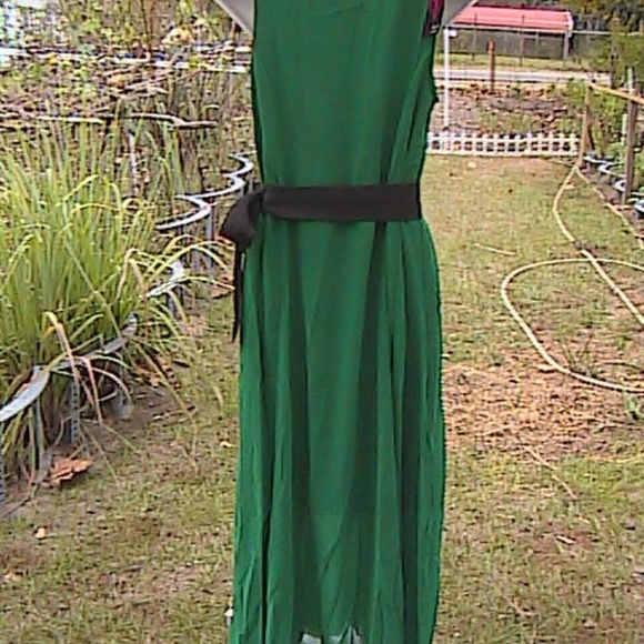 Green Sleeveless Summer Chiffon Casual Maxi Dress - Picture 6 of 8